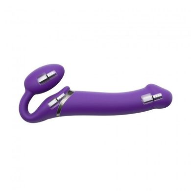 Безремневой страпон с вибрацией Strap-On-Me Vibrating Violet M диаметр 3,3см, пульт ДУ, регулируемый