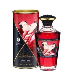 Розігрівальна олія Shunga Aphrodisiac Warming Oil – Blazing Cherry (100 мл) без цукру, смачна