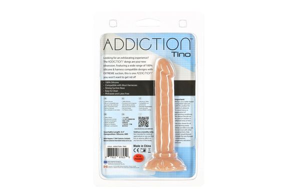 Фаллоимитатор ADDICTION Tino 5.25″ Silicone Dildo, присоска, диаметр 1,9 см, вибропуля в подарок