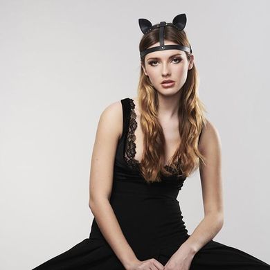 Маска кошечки Bijoux Indiscrets MAZE - Cat Ears Headpiece Black, экокожа