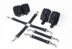 Набор для БДСМ 3 в 1 Feral Feelings BDSM Kit 3 Black, black, наручники, поножи, крестовина