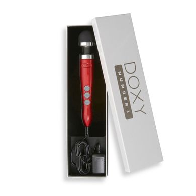 Вибромассажер DOXY Number 3 Candy Red, очень мощный, питание 220В, металлический корпус