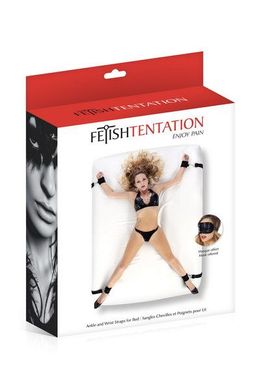 Фіксатор рук і ніг для ліжка Fetish Tentation Ankle and Wrist Straps for Bad з маскою на очі