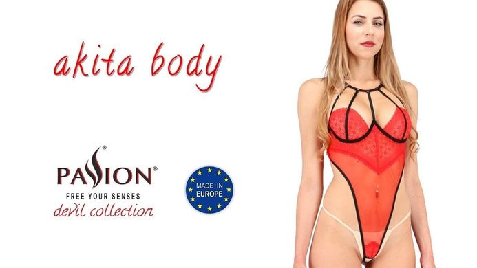 Боди с высоким вырезом бедра AKITA BODY red - Passion Exclusive