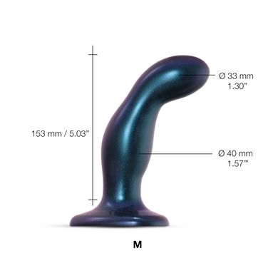 Дилдо Strap-On-Me DILDO PLUG SNAKY METALLIC BLUE, размер M, диаметр 4 см, вводимая длина 15,3 см