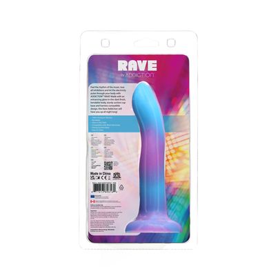 Светящийся в темноте фаллоимитатор ADDICTION Rave 8″ Glow in the Dark Dildo Blue Purple, 20,3 см