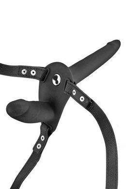 Подвійний страпон з вібрацією Fetish Tentation Vibrating Strap-On with Double Dildo Black