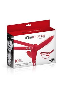 Двойной страпон с вибрацией Fetish Tentation Vibrating Strap-On with Double Dildo Red