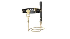 Роскошный ошейник с поводком Zalo Collar & Leash Set Black