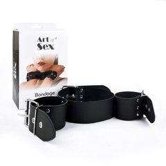 Ошейник с наручниками из натуральной кожи Art of Sex - Bondage Collar with Handcuffs