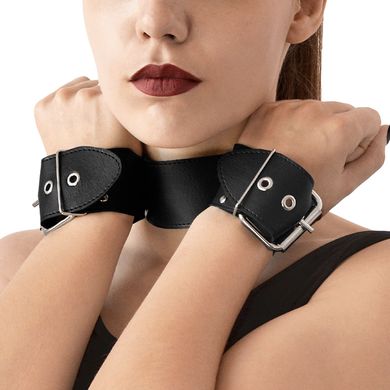 Нашийник з наручниками із натуральної шкіри Art of Sex - Bondage Collar with Handcuffs