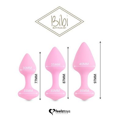 Набір силіконових анальних пробок FeelzToys - Bibi Butt Plug Set 3 pcs Pink