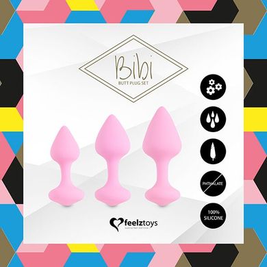 Набор силиконовых анальных пробок FeelzToys - Bibi Butt Plug Set 3 pcs Pink