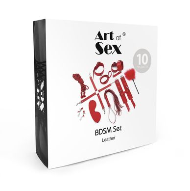 Набор Art of Sex - BDSM Set Leather, 10 предметов, натуральная кожа, Черный