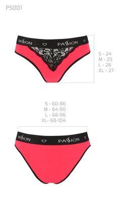 Трусики с широкой резинкой и кружевом Passion PS001 PANTIES red/black, size M