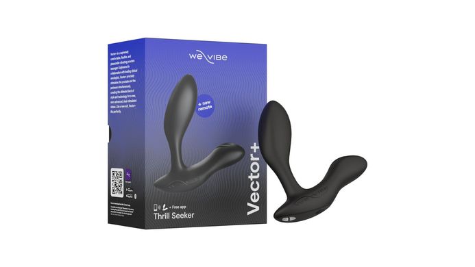 Смарт-вибромассажер простаты We-Vibe Vector+ CHARCOAL BLACK, пульт ДУ, регулируемый угол наклона