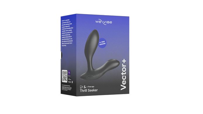 Смарт-вибромассажер простаты We-Vibe Vector+ CHARCOAL BLACK, пульт ДУ, регулируемый угол наклона