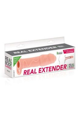 Насадка на член Real Body - Real Extender DICKY с закрытой головкой и кольцом для мошонки