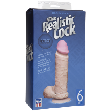 Фаллоимитатор Doc Johnson The Realistic Cock 6 inch White - ULTRASKYN, Vack-U-Lock, диаметр 4,3см