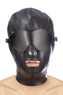 Капюшон для БДСМ со съемной маской Fetish Tentation BDSM hood in leatherette with removable mask