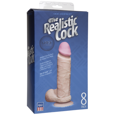 Фалоімітатор Doc Johnson The Realistic Cock 8 inch White - ULTRASKYN, Vack-U-Lock, діаметр 5,1 см