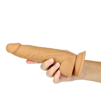 Фалоімітатор ADDICTION Dual Density Silicone Dildo Caramel 8″, присоска, діаметр 4,3 см, віброкуля в