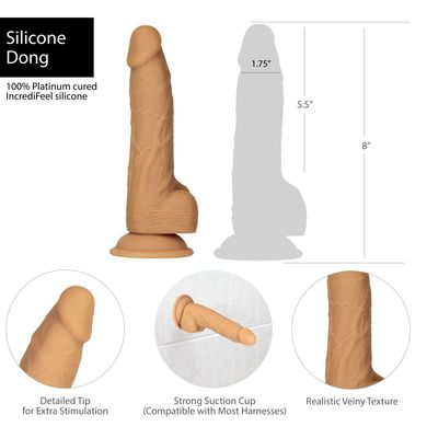 Фаллоимитатор ADDICTION Dual Density Silicone Dildo Caramel 8″, присоска, диаметр 4,3 см, вибропуля