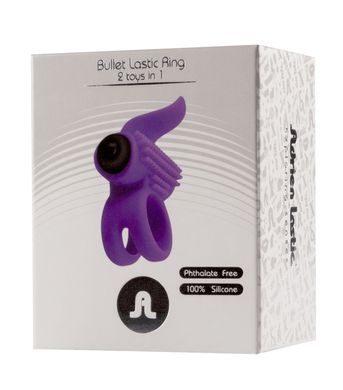 Эрекционное виброкольцо Adrien Lastic Bullet Lastic Ring с язычком и щеточкой для стимуляции клитора