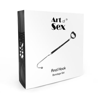 Анальний гак 2 із нашийником з натуральної шкіри Art of Sex - Anal hook, Чорний