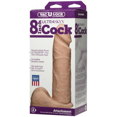 Фалоімітатор Doc Johnson Vac-U-Lock - 8 Inch ULTRASKYN Cock White, діаметр 5,1 см