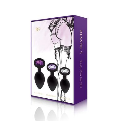 Набор анальных пробок с кристаллом Rianne S: Booty Plug Set Black, диаметр 2,7см, 3,5см, 4,1см