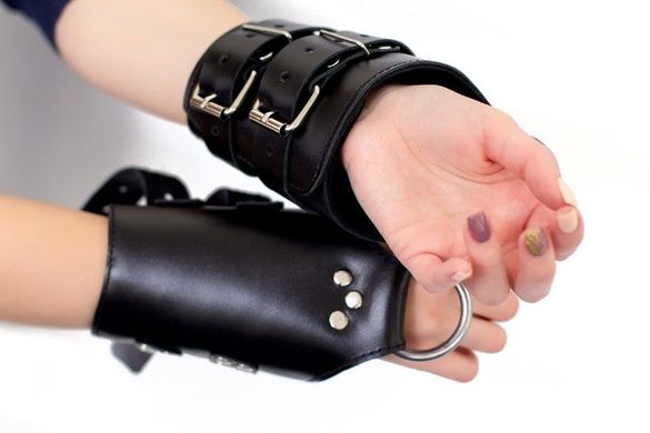 Манжеты для подвеса за руки Kinky Hand Cuffs For Suspension из натуральной кожи, цвет черный